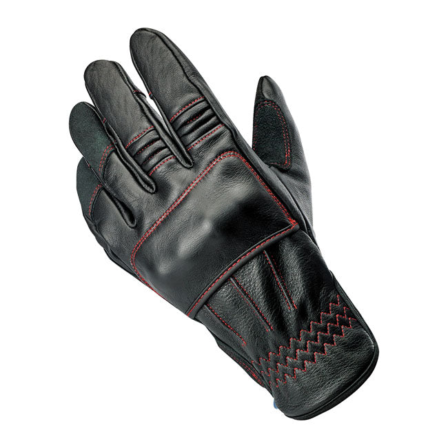 Biltwell Belden Gloves Black / Redline CE Approved - FREE UK Shipping, FREE 365 Day Returns | Moto Central