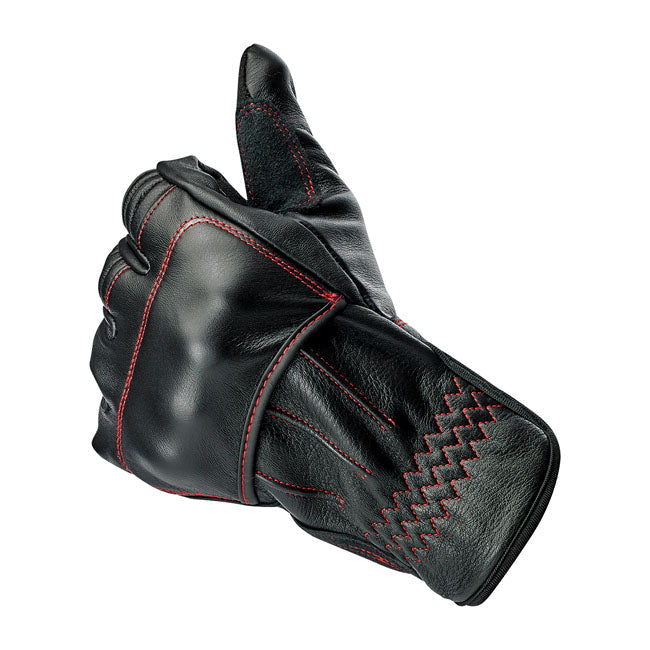 Biltwell Belden Gloves Black / Redline CE Approved - FREE UK Shipping, FREE 365 Day Returns | Moto Central