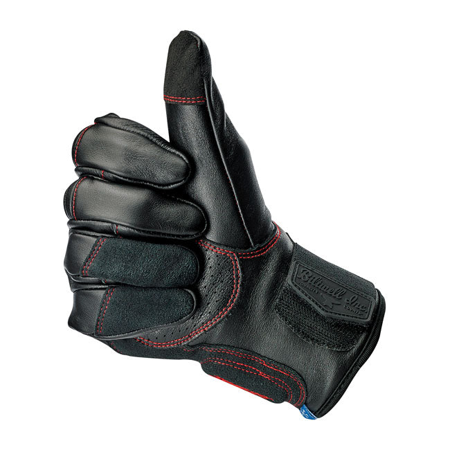 Biltwell Belden Gloves Black / Redline CE Approved - FREE UK Shipping, FREE 365 Day Returns | Moto Central