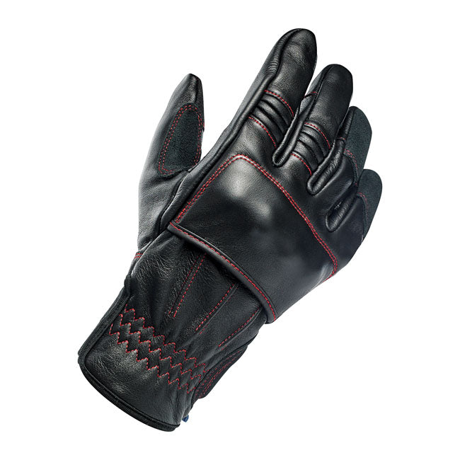 Biltwell Belden Gloves Black / Redline CE Approved - FREE UK Shipping, FREE 365 Day Returns | Moto Central