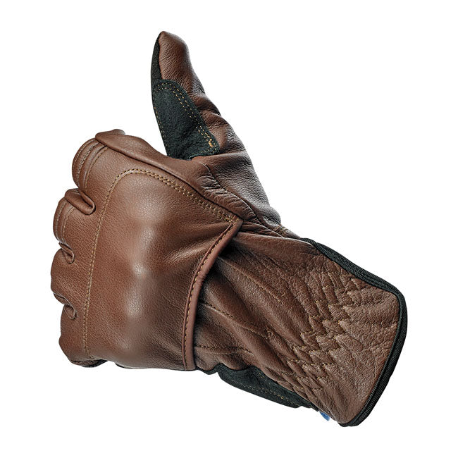 Biltwell Belden Gloves Chocolate / Black CE Approved - FREE UK Shipping, FREE 365 Day Returns | Moto Central