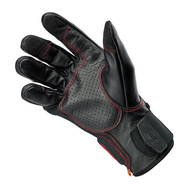 Biltwell Borrego Gloves Black / Redline CE Approved - FREE UK Shipping, FREE 365 Day Returns | Moto Central