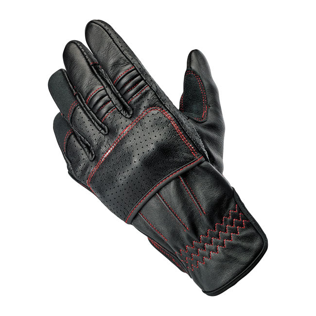 Biltwell Borrego Gloves Black / Redline CE Approved - FREE UK Shipping, FREE 365 Day Returns | Moto Central