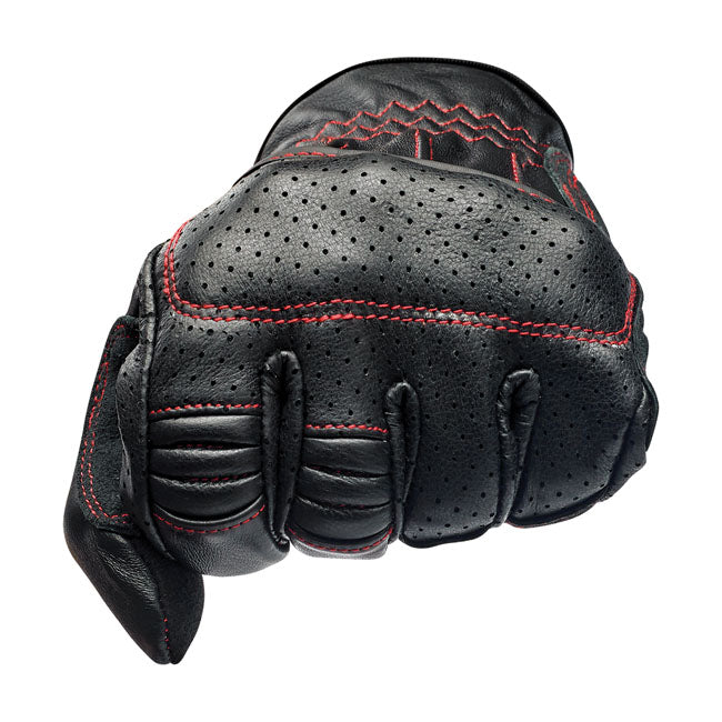 Biltwell Borrego Gloves Black / Redline CE Approved - FREE UK Shipping, FREE 365 Day Returns | Moto Central