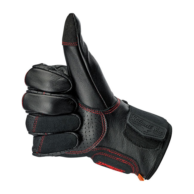 Biltwell Borrego Gloves Black / Redline CE Approved - FREE UK Shipping, FREE 365 Day Returns | Moto Central