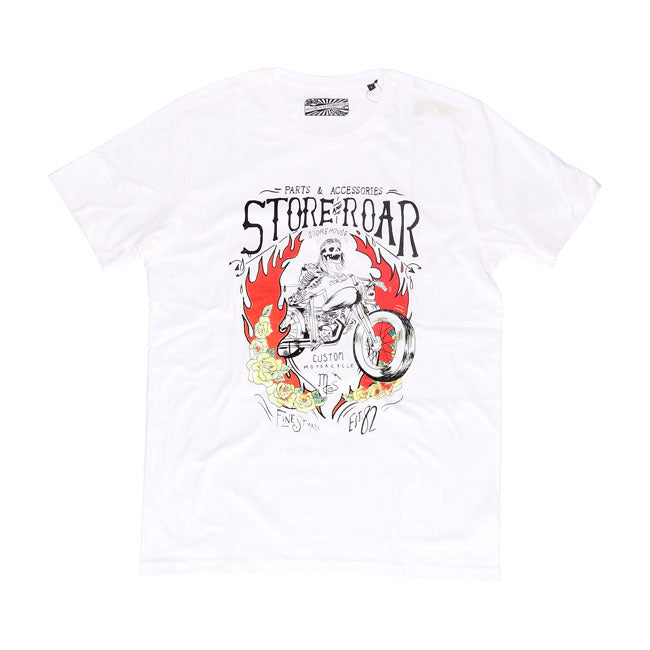 Motorcycle Storehouse Skull T-Shirt Off White