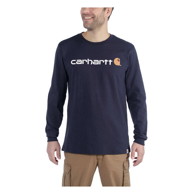 Carhartt Long Sleeves T-Shirt Core Logo Navy - FREE UK Shipping, FREE 365 Day Returns | Moto Central