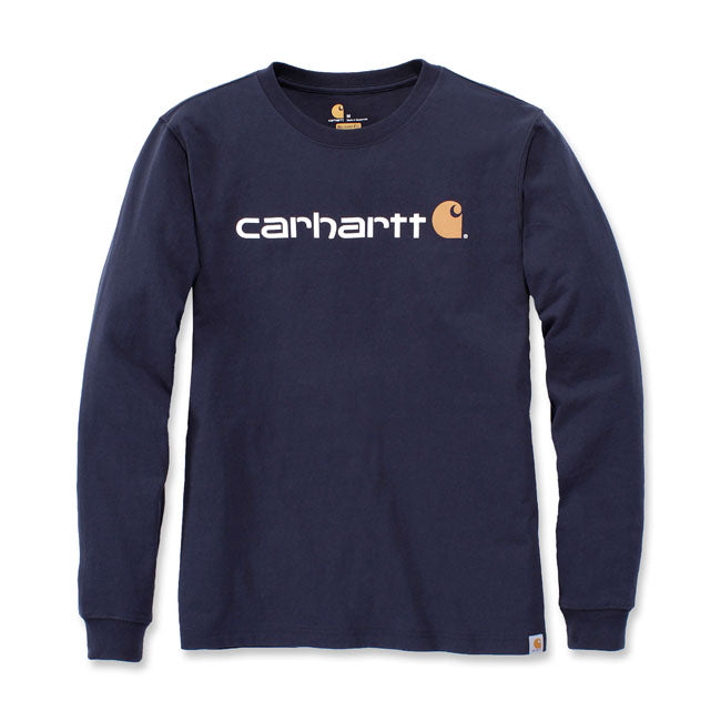 Carhartt Long Sleeves T-Shirt Core Logo Navy - FREE UK Shipping, FREE 365 Day Returns | Moto Central