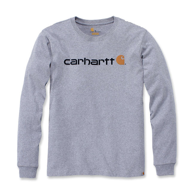 Carhartt Long Sleeves T-Shirt Core Logo Heather Grey  - FREE UK Shipping, FREE 365 Day Returns | Moto Central