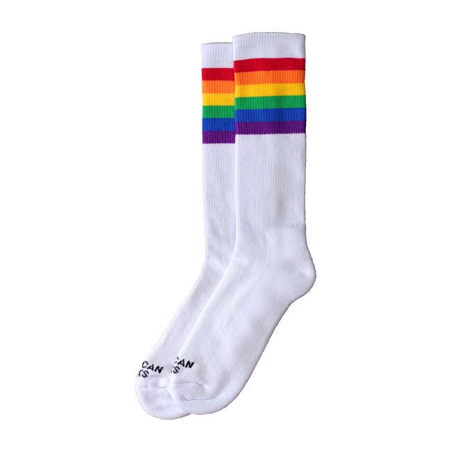 American Socks Mid High Rainbow Pride Socks Rainbow Striped