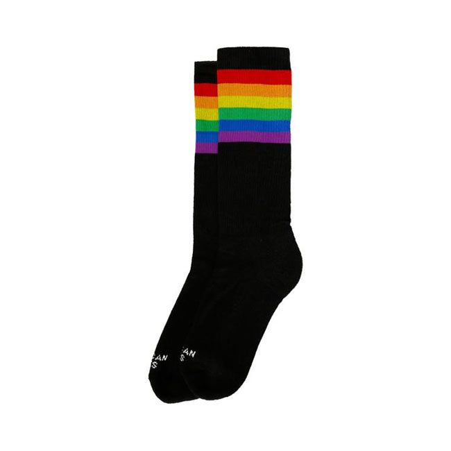 American Socks Mid High Rainbow Pride Black Socks Rainbow Striped