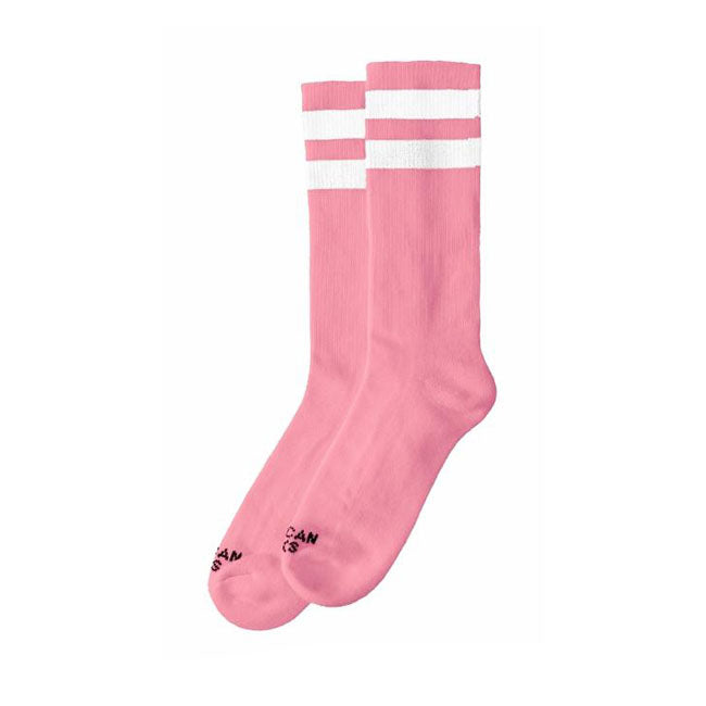 American Socks Mid High Bubblegum Socks Double White Striped