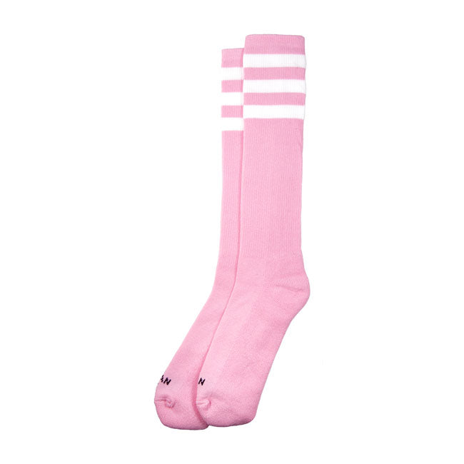 American Socks Knee High Bubblegum Socks Triple White Striped