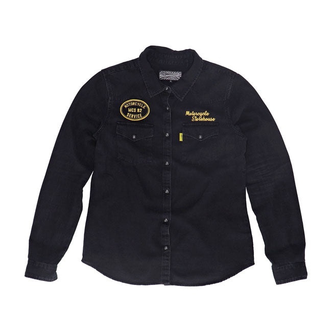 Motorcycle Storehouse Crew Denim Ladies Shirt Black