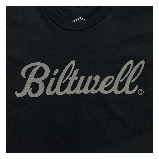 Biltwell Script Grey T-Shirt Black - FREE UK Shipping, FREE 365 Day Returns | Moto Central