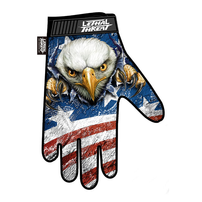 Lethal Threat USA Eagle Gloves Blue / Red / White - FREE UK Shipping, FREE 365 Day Returns | Moto Central