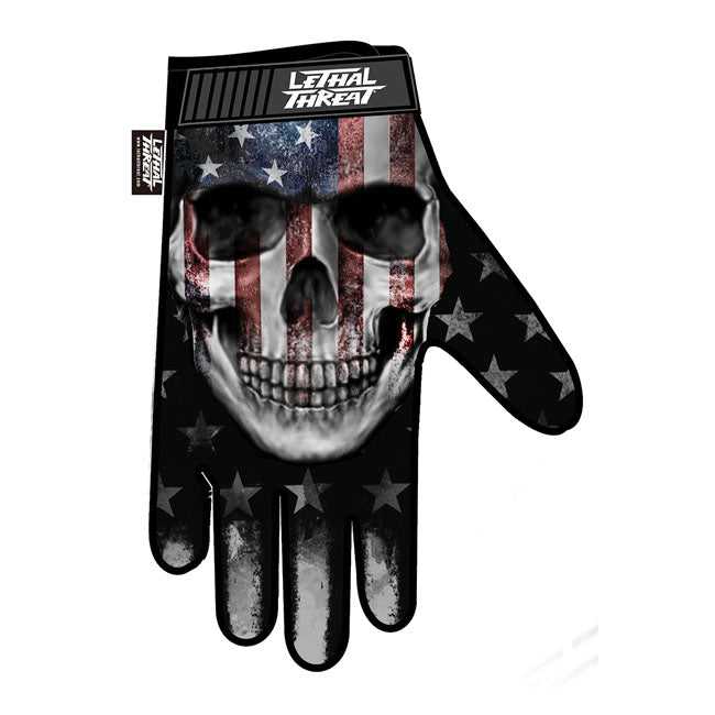 Lethal Threat USA Skull Gloves Black - FREE UK Shipping, FREE 365 Day Returns | Moto Central