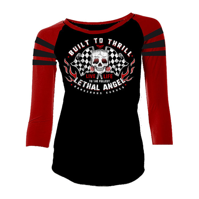 Lethal Threat Built To Thrill Raglan Sleeves Ladies Shirt Black / Red