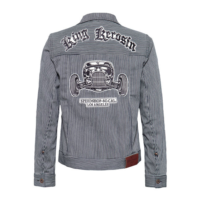 King Kerosin Denim Jacket Speedshop So.Cal Striped - FREE UK Shipping, FREE 365 Day Returns | Moto Central