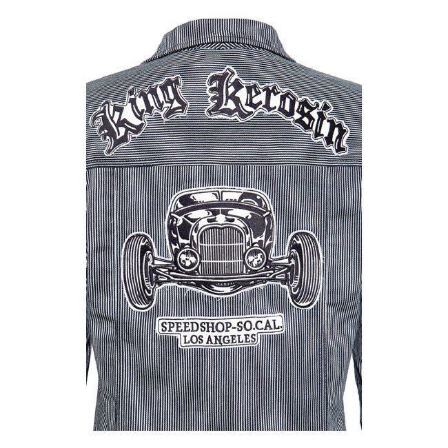 King Kerosin Denim Jacket Speedshop So.Cal Striped - FREE UK Shipping, FREE 365 Day Returns | Moto Central