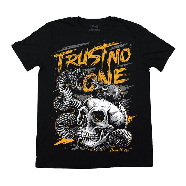 Down-N-Out Trust No One T-Shirt Black - FREE UK Shipping, FREE 365 Day Returns | Moto Central