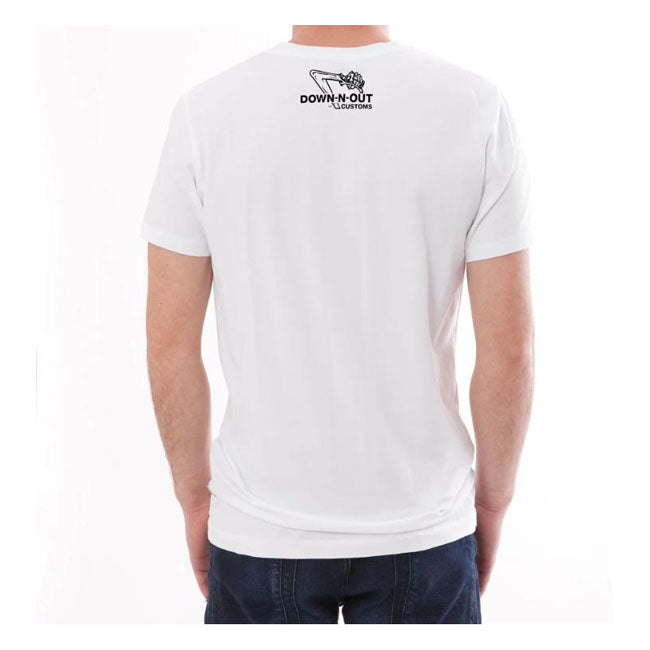 Down-N-Out Biker Evolution T-Shirt White - FREE UK Shipping, FREE 365 Day Returns | Moto Central