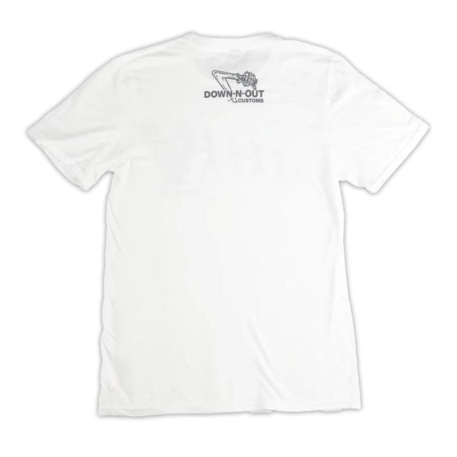 Down-N-Out Biker Evolution T-Shirt White - FREE UK Shipping, FREE 365 Day Returns | Moto Central