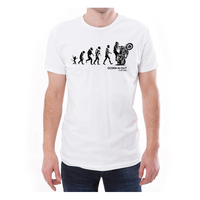 Down-N-Out Biker Evolution T-Shirt White