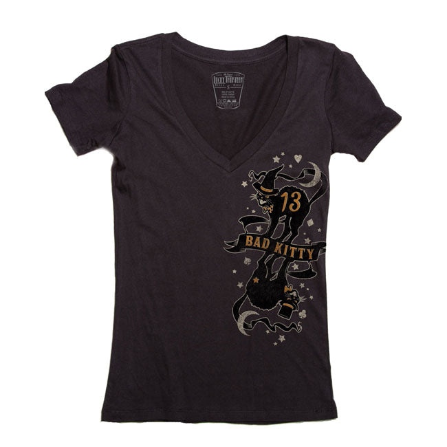 Lucky 13 Bad Kitty Ladies T-Shirt Black