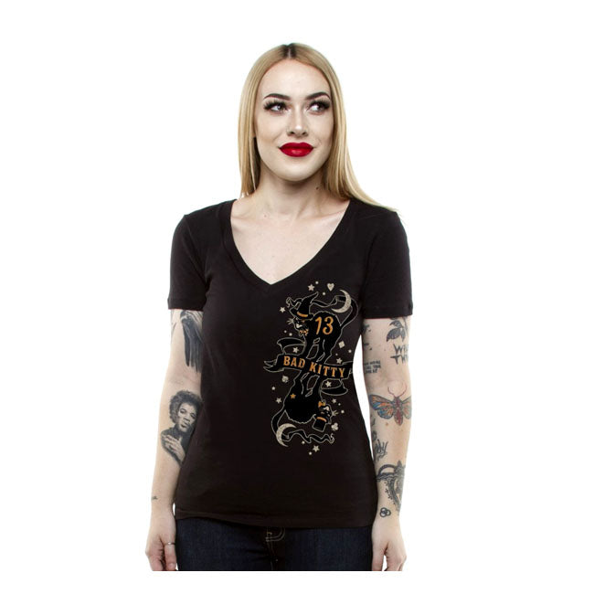 Lucky 13 Bad Kitty Ladies T-Shirt Black