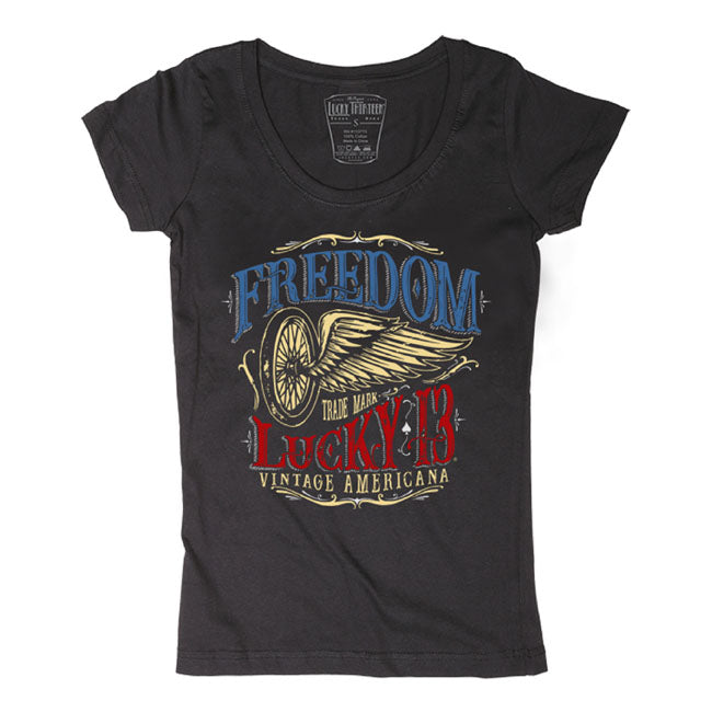 Lucky 13 Freedom Wheel Ladies T-Shirt Black