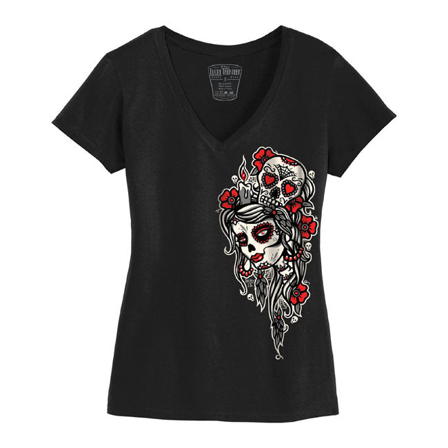 Lucky 13 Little Dead Head Ladies T-Shirt Black