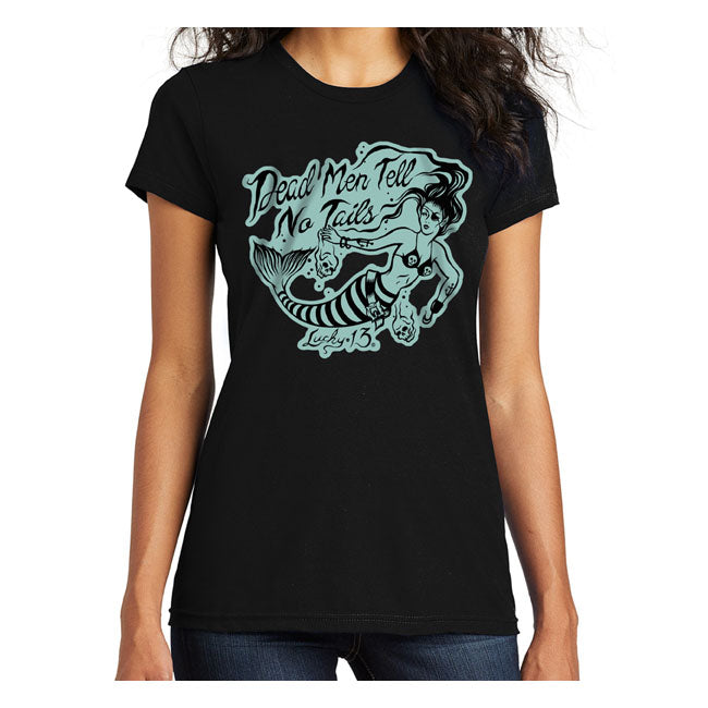 Lucky 13 Dead Men Ladies T-Shirt Black