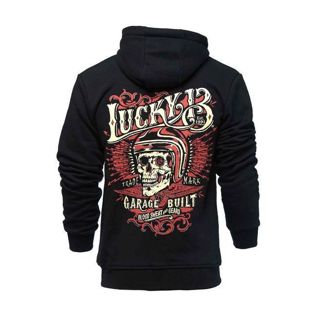 Lucky 13 Skull Built Zip Hoodie Black