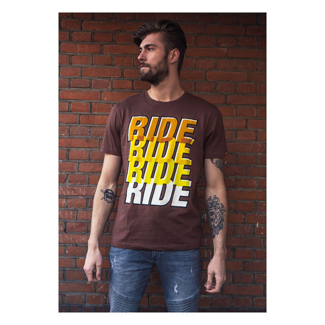 Roeg Ride Four Tee Brown - FREE UK Shipping, FREE 365 Day Returns | Moto Central