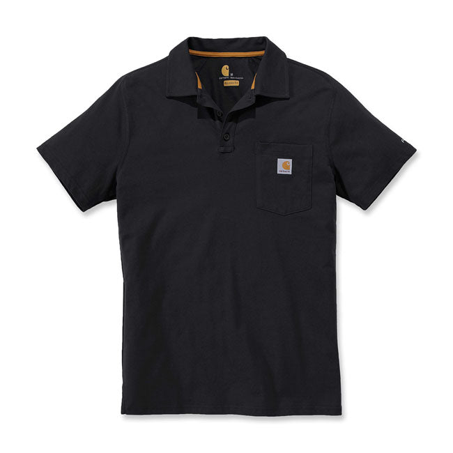 Carhartt Force Delmont Pocket Polo Black - FREE UK Shipping, FREE 365 Day Returns | Moto Central