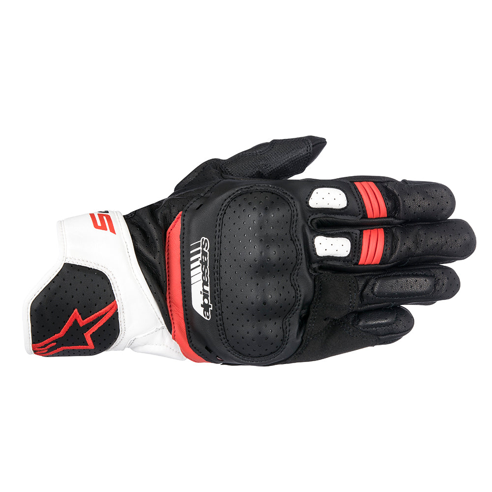 Alpinestars SP-5 Leather Gloves Black / White / Red - FREE UK Shipping, FREE 365 Day Returns | Moto Central