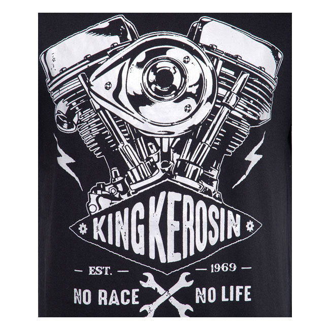 King Kerosin No Race No Life T-Shirt Black - FREE UK Shipping, FREE 365 Day Returns | Moto Central