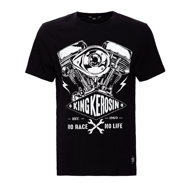 King Kerosin No Race No Life T-Shirt Black - FREE UK Shipping, FREE 365 Day Returns | Moto Central