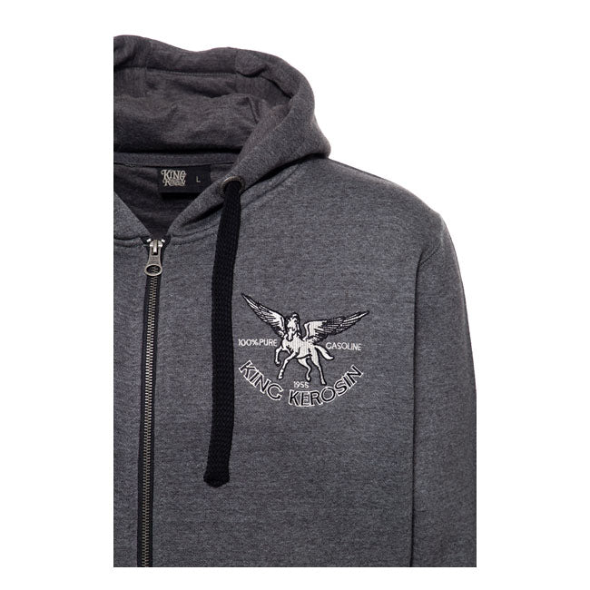 King Kerosin Pegasus Zip Hoodie Steel Grey - FREE UK Shipping, FREE 365 Day Returns | Moto Central