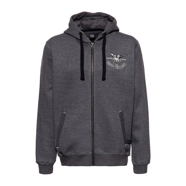 King Kerosin Pegasus Zip Hoodie Steel Grey - FREE UK Shipping, FREE 365 Day Returns | Moto Central