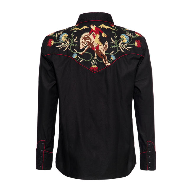 King Kerosin Rodeo Flowers Shirt Black - FREE UK Shipping, FREE 365 Day Returns | Moto Central