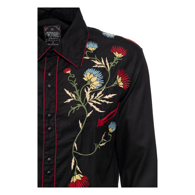 King Kerosin Rodeo Flowers Shirt Black - FREE UK Shipping, FREE 365 Day Returns | Moto Central