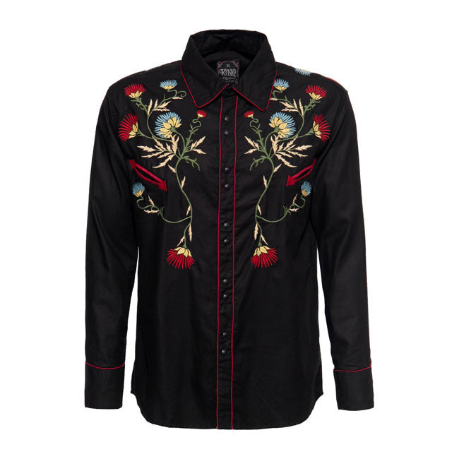 King Kerosin Rodeo Flowers Shirt Black - FREE UK Shipping, FREE 365 Day Returns | Moto Central