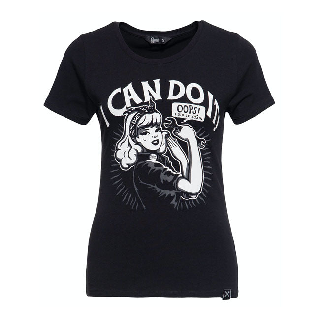 King Kerosin Queen Kerosin I Can Do It Ladies Cotton T-Shirt Black