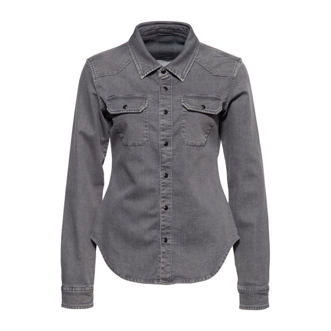 King Kerosin Queen Kerosin Jogg Denim Ladies Shirt Grey Stone Wash