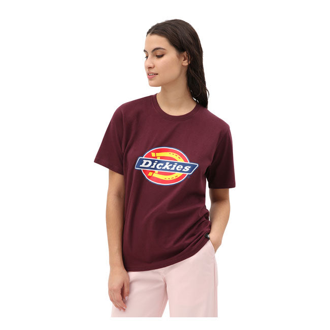 Dickies Icon Logo Ladies T-Shirt Maroon - FREE UK Shipping, FREE 365 Day Returns | Moto Central