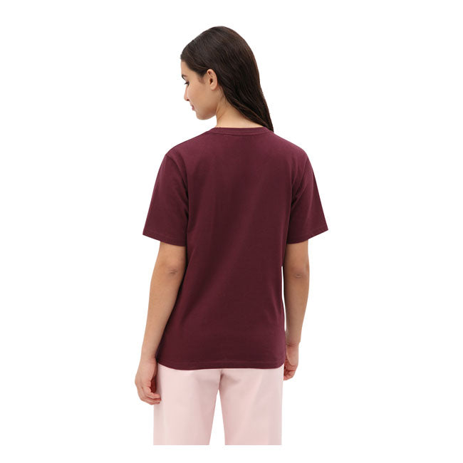 Dickies Icon Logo Ladies T-Shirt Maroon - FREE UK Shipping, FREE 365 Day Returns | Moto Central