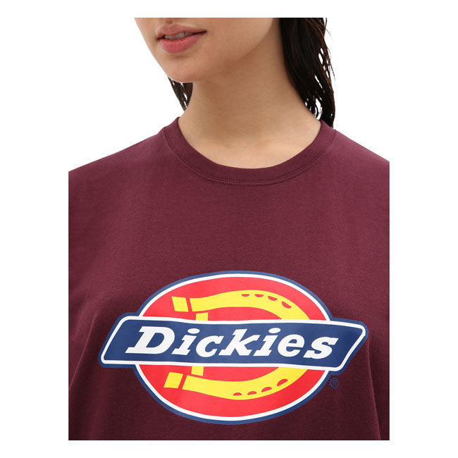 Dickies Icon Logo Ladies T-Shirt Maroon - FREE UK Shipping, FREE 365 Day Returns | Moto Central