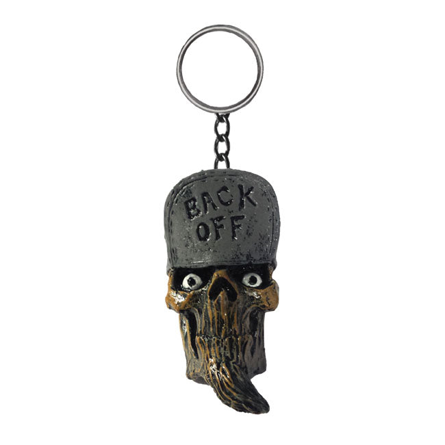 Lethal Threat Back Off Skull Head Key Chain